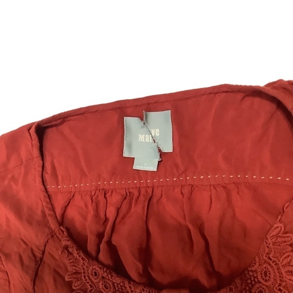 Maeve Boho Blouse Sz 6 Red Orange - Picture 7 of 9